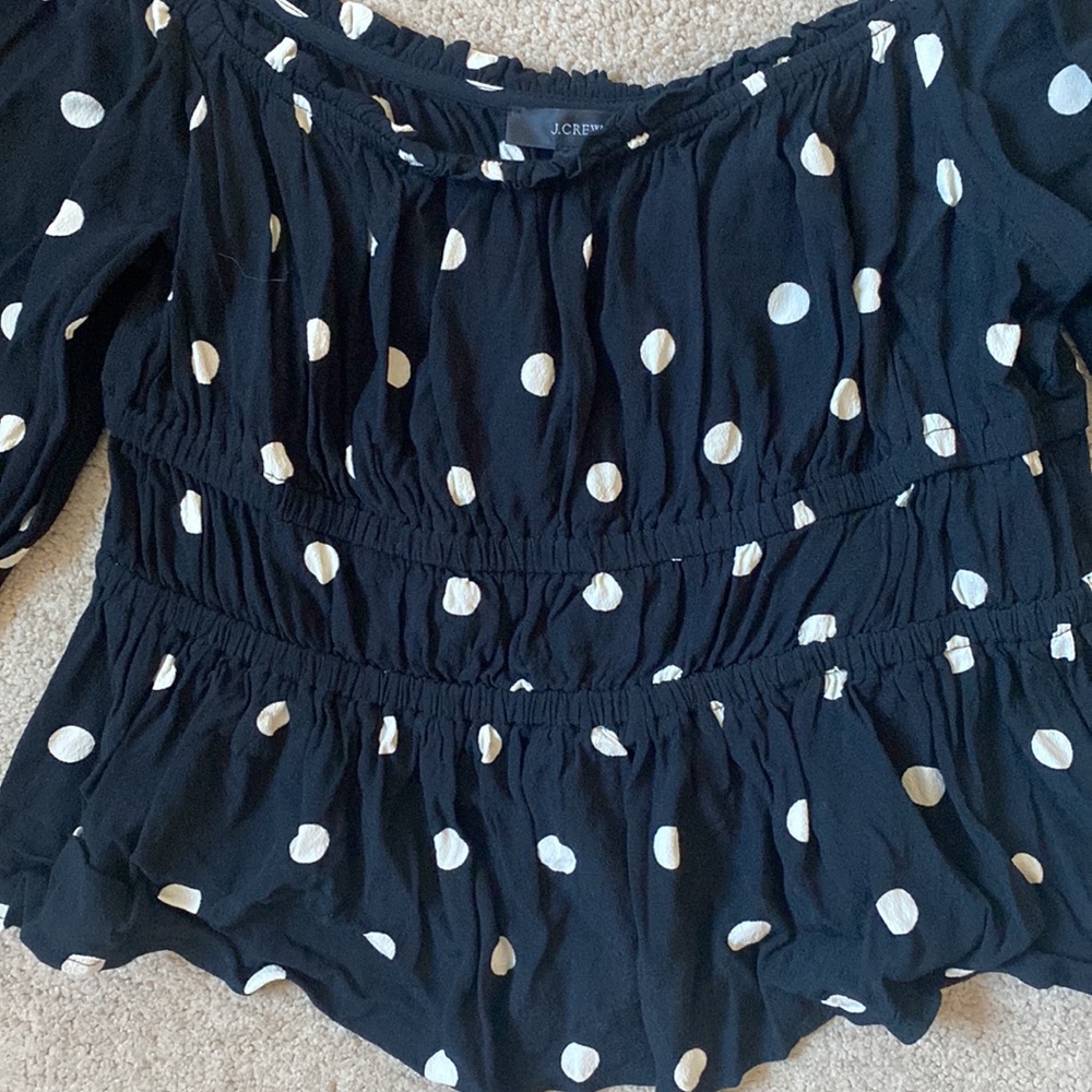 Polka dot j.Crew off shoulder crop - Picture 2 of 5